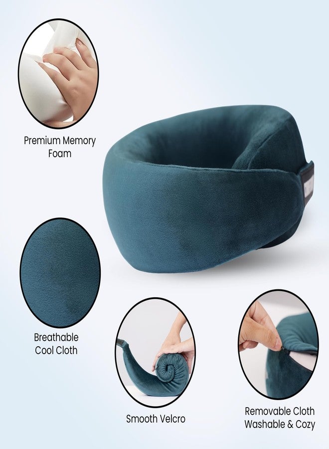 CareFoam وسادة كير فوم للسفر | وسادة رقبة فاخرة من إسفنج الذاكرة للسفر بالطائرة والنوم في السيارة | مسند رأس قابل للتعديل، وسادة سفر لدعم الرقبة أثناء النوم - Image 2